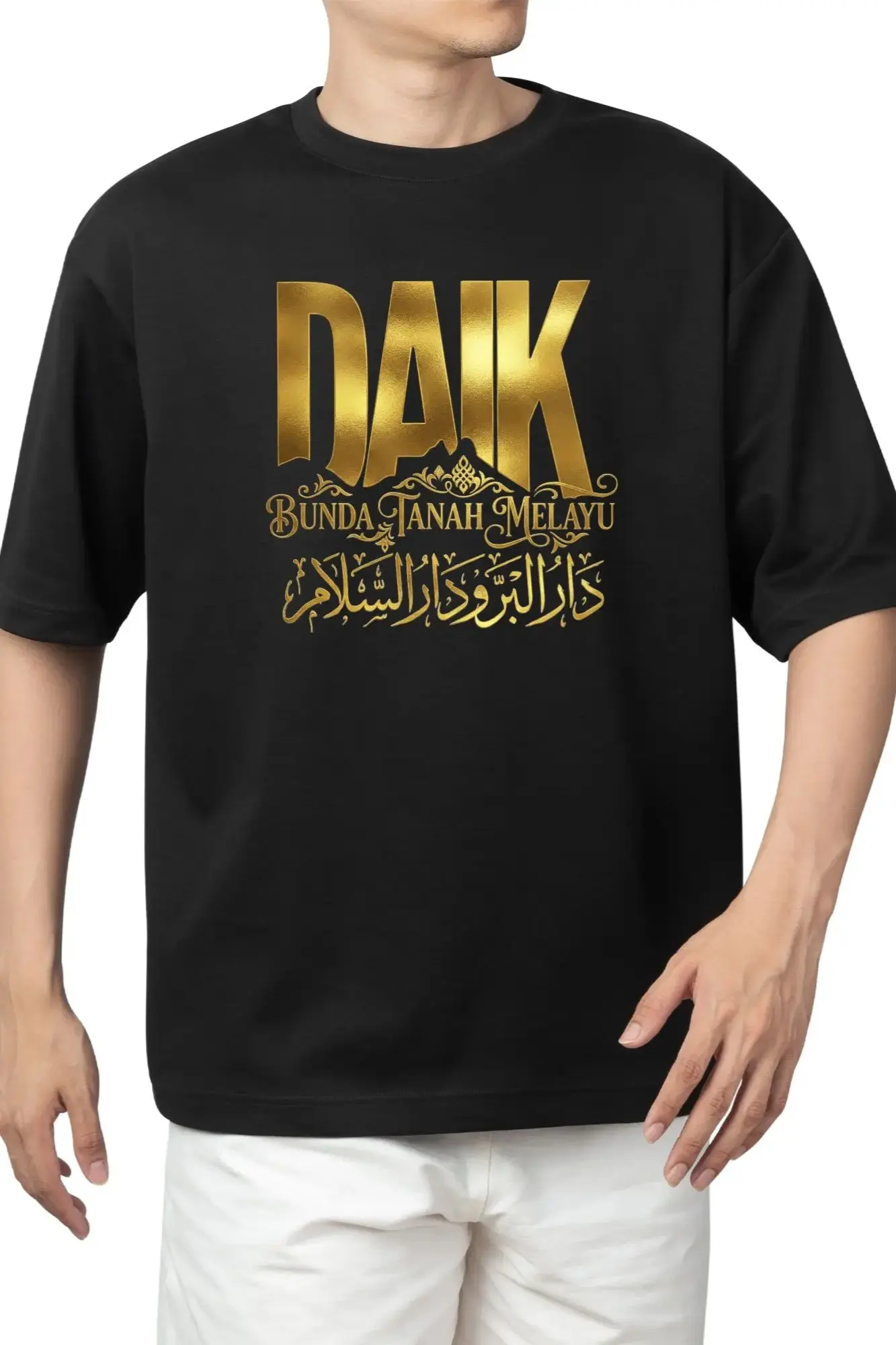 Kaos Daik Lingga desain Gunung Daik Bercabang Tiga warna hitam kualitas distro